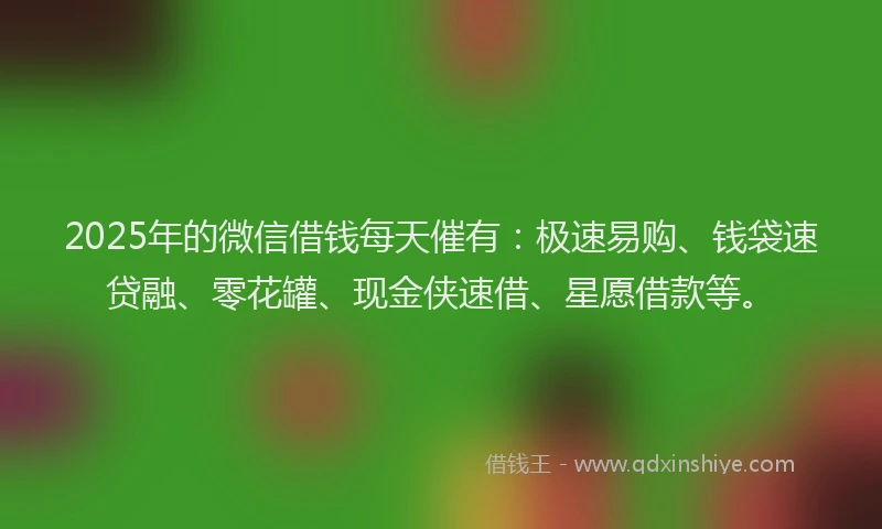 2025年的微信借钱每天催有：极速易购、钱袋速贷融、零花罐、现金侠速借、星愿借款等。