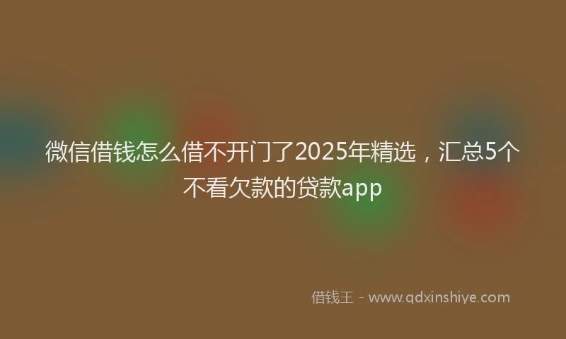 微信借钱怎么借不开门了2025年精选，汇总5个不看欠款的贷款app