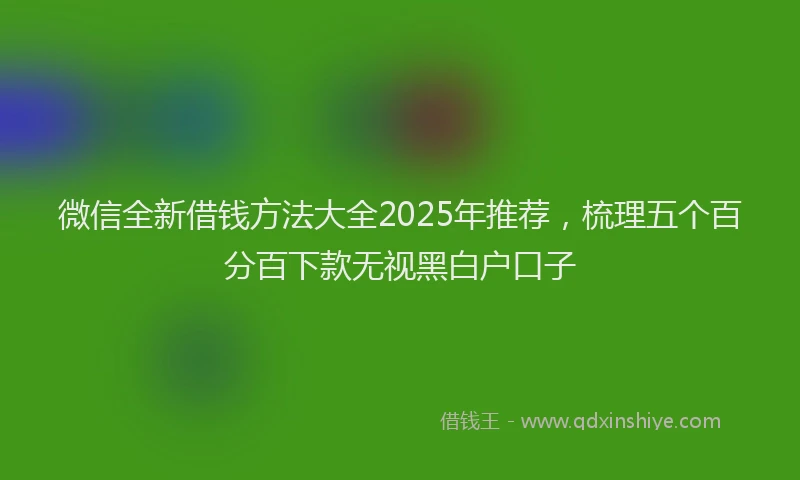 微信全新借钱方法大全2025年推荐，梳理五个百分百下款无视黑白户口子