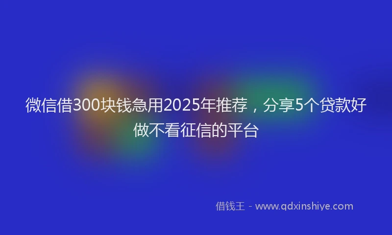 微信借300块钱急用2025年推荐，分享5个贷款好做不看征信的平台