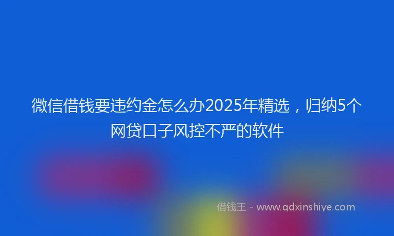 微信借钱要违约金怎么办2025年精选，归纳5个网贷口子风控不严的软件