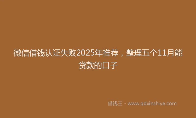 微信借钱认证失败2025年推荐，整理五个11月能贷款的口子