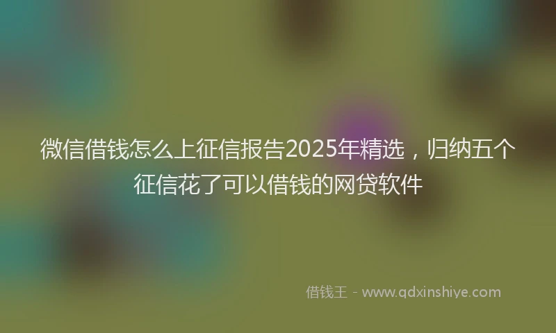 微信借钱怎么上征信报告2025年精选，归纳五个征信花了可以借钱的网贷软件