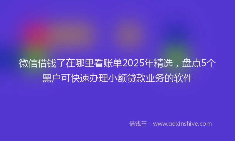 微信借钱了在哪里看账单2025年精选，盘点5个黑户可快速办理小额贷款业务的软件