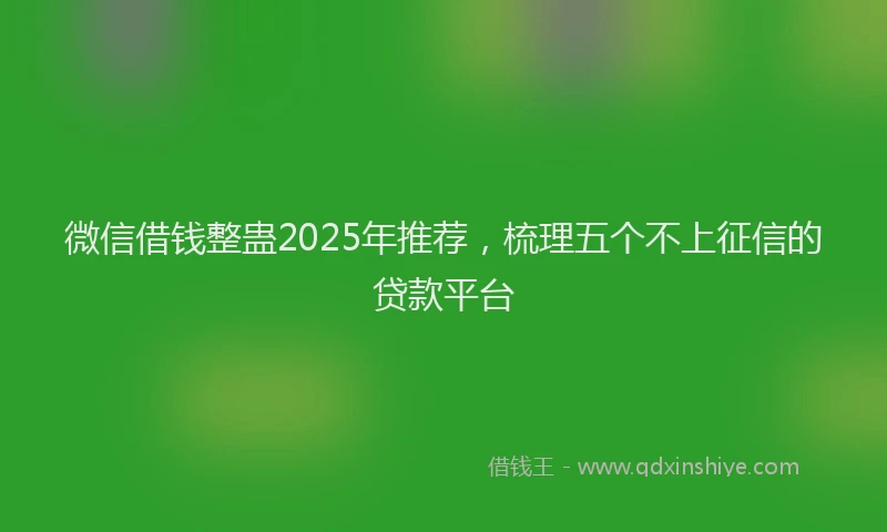 微信借钱整蛊2025年推荐，梳理五个不上征信的贷款平台