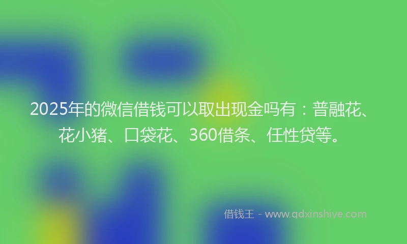 2025年的微信借钱可以取出现金吗有：普融花、花小猪、口袋花、360借条、任性贷等。