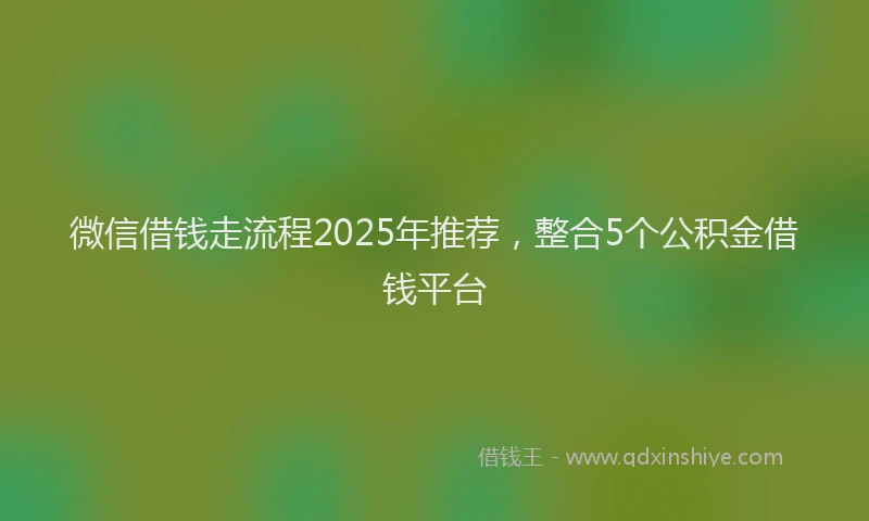 微信借钱走流程2025年推荐，整合5个公积金借钱平台