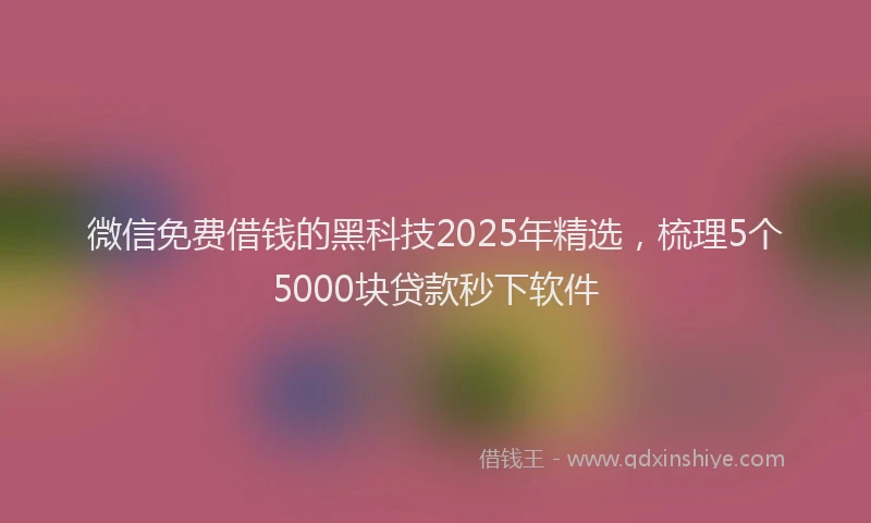 微信免费借钱的黑科技2025年精选，梳理5个5000块贷款秒下软件