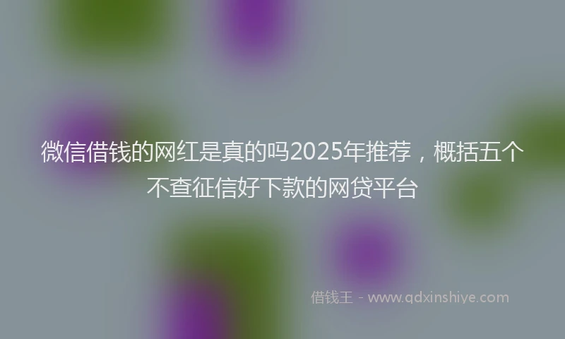微信借钱的网红是真的吗2025年推荐，概括五个不查征信好下款的网贷平台