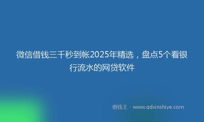 微信借钱三千秒到帐2025年精选，盘点5个看银行流水的网贷软件