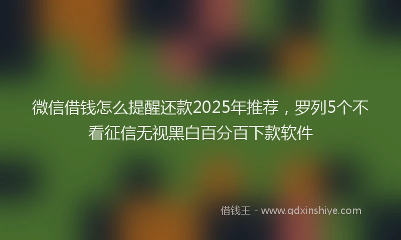 微信借钱怎么提醒还款2025年推荐，罗列5个不看征信无视黑白百分百下款软件