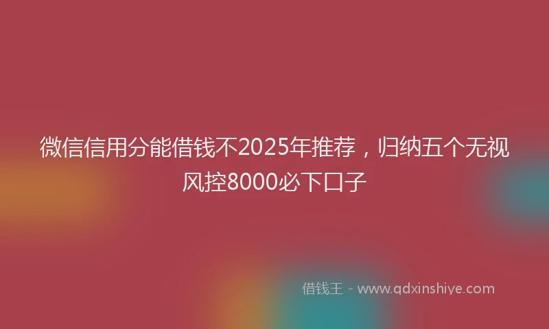 微信信用分能借钱不2025年推荐，归纳五个无视风控8000必下口子