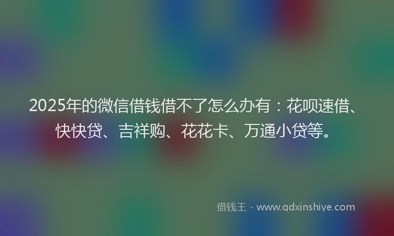 2025年的微信借钱借不了怎么办有：花呗速借、快快贷、吉祥购、花花卡、万通小贷等。