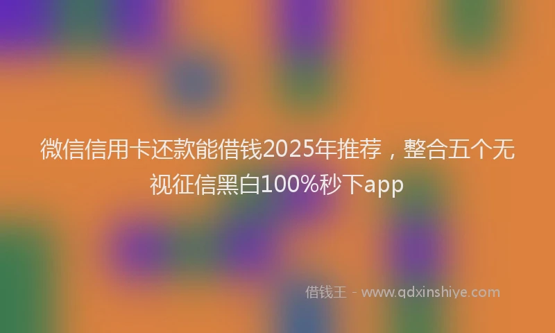 微信信用卡还款能借钱2025年推荐，整合五个无视征信黑白100%秒下app