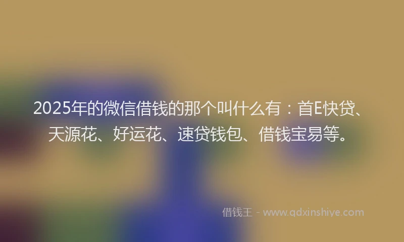 2025年的微信借钱的那个叫什么有：首E快贷、天源花、好运花、速贷钱包、借钱宝易等。