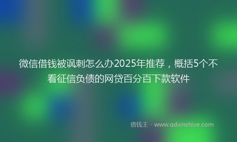 微信借钱被讽刺怎么办2025年推荐，概括5个不看征信负债的网贷百分百下款软件
