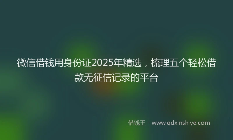 微信借钱用身份证2025年精选，梳理五个轻松借款无征信记录的平台