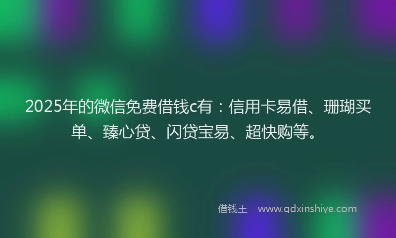 2025年的微信免费借钱c有：信用卡易借、珊瑚买单、臻心贷、闪贷宝易、超快购等。
