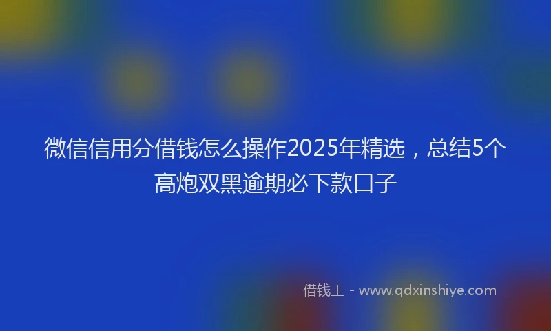 微信信用分借钱怎么操作2025年精选，总结5个高炮双黑逾期必下款口子