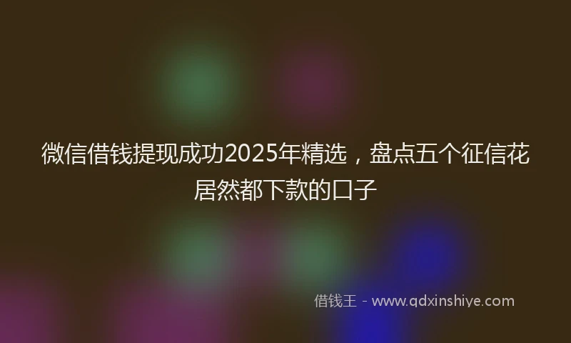 微信借钱提现成功2025年精选，盘点五个征信花居然都下款的口子