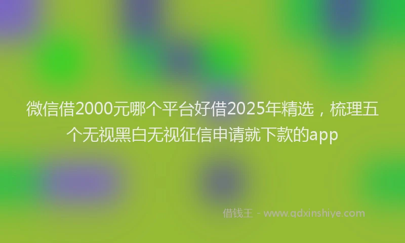 微信借2000元哪个平台好借2025年精选，梳理五个无视黑白无视征信申请就下款的app