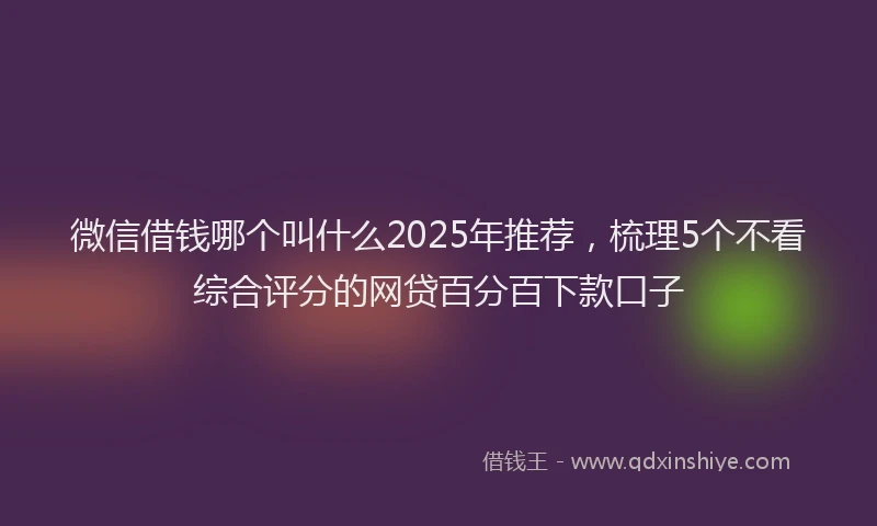 微信借钱哪个叫什么2025年推荐，梳理5个不看综合评分的网贷百分百下款口子