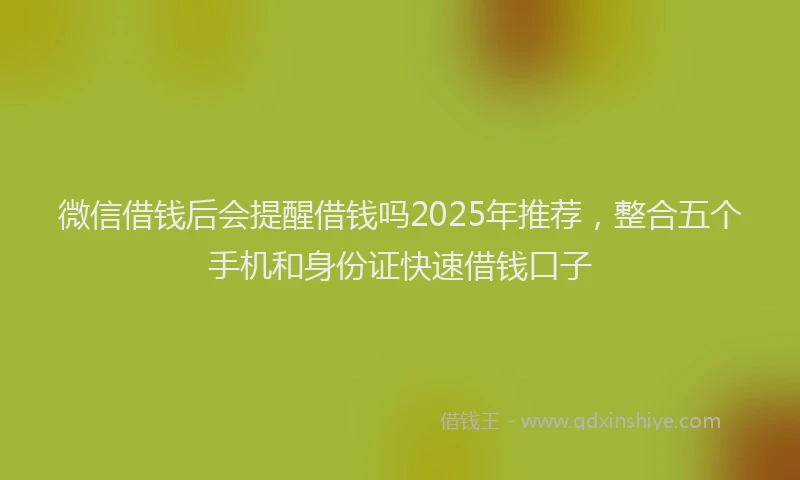微信借钱后会提醒借钱吗2025年推荐，整合五个手机和身份证快速借钱口子
