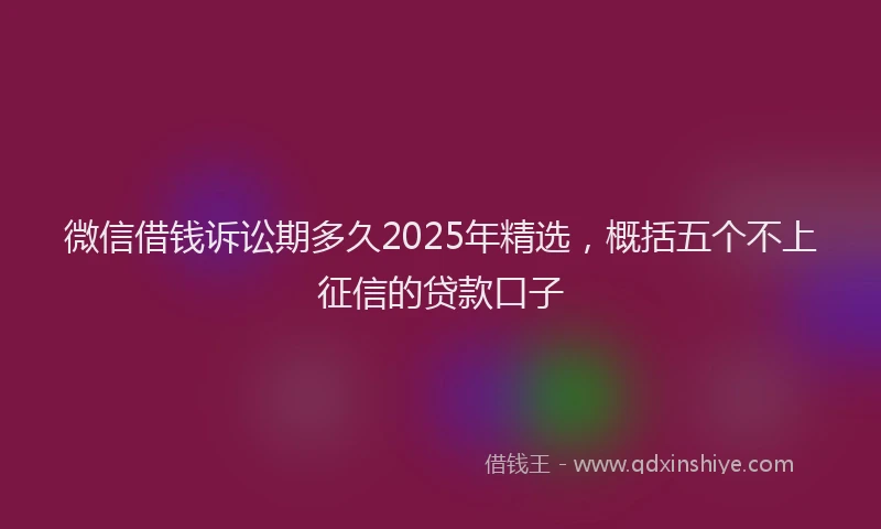 微信借钱诉讼期多久2025年精选，概括五个不上征信的贷款口子