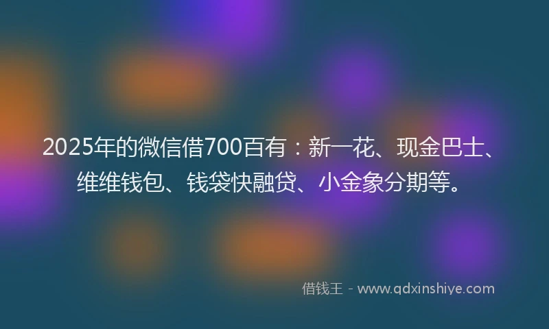 2025年的微信借700百有：新一花、现金巴士、维维钱包、钱袋快融贷、小金象分期等。