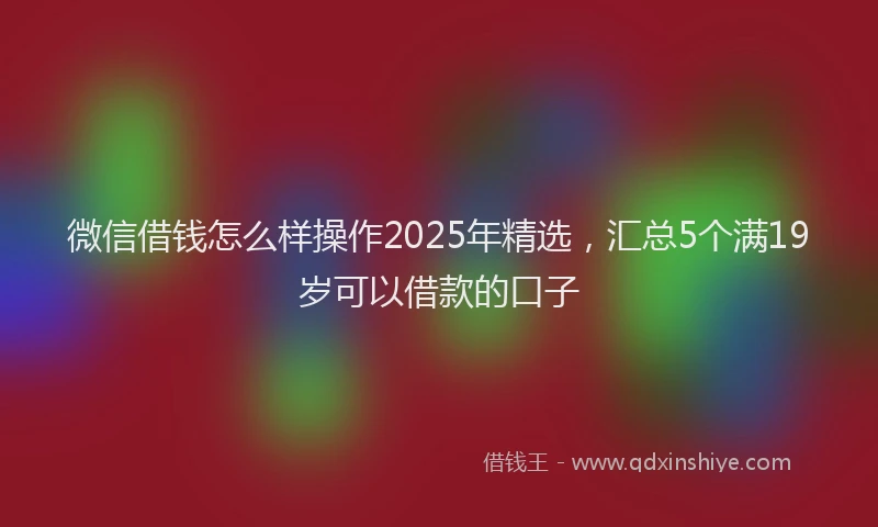 微信借钱怎么样操作2025年精选，汇总5个满19岁可以借款的口子
