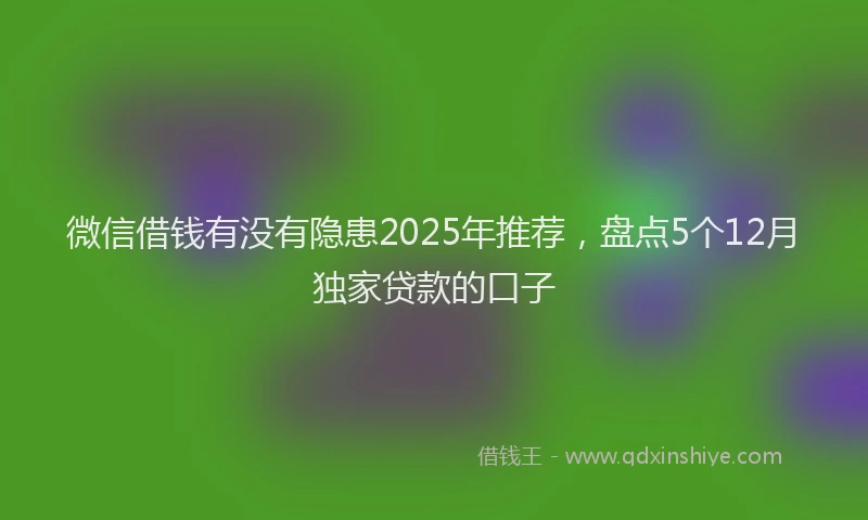 微信借钱有没有隐患2025年推荐，盘点5个12月独家贷款的口子