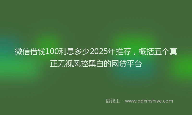 微信借钱100利息多少2025年推荐，概括五个真正无视风控黑白的网贷平台