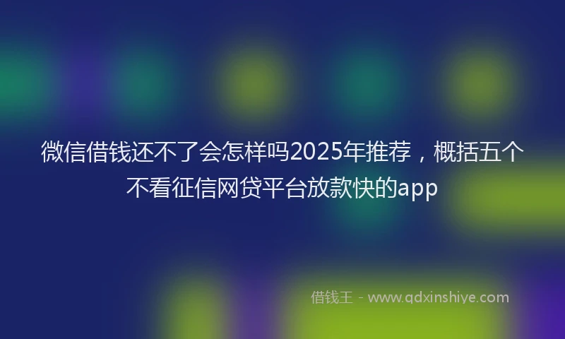 微信借钱还不了会怎样吗2025年推荐，概括五个不看征信网贷平台放款快的app