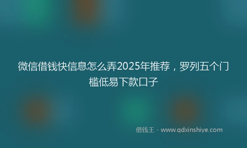 微信借钱快信息怎么弄2025年推荐，罗列五个门槛低易下款口子