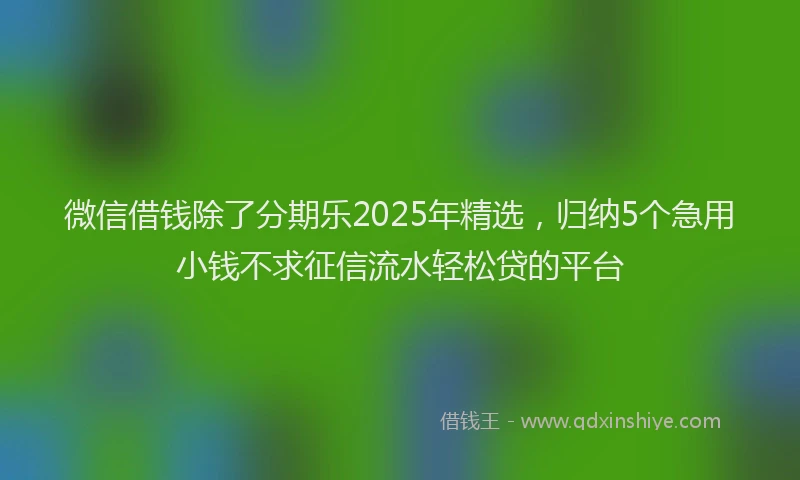 微信借钱除了分期乐2025年精选，归纳5个急用小钱不求征信流水轻松贷的平台
