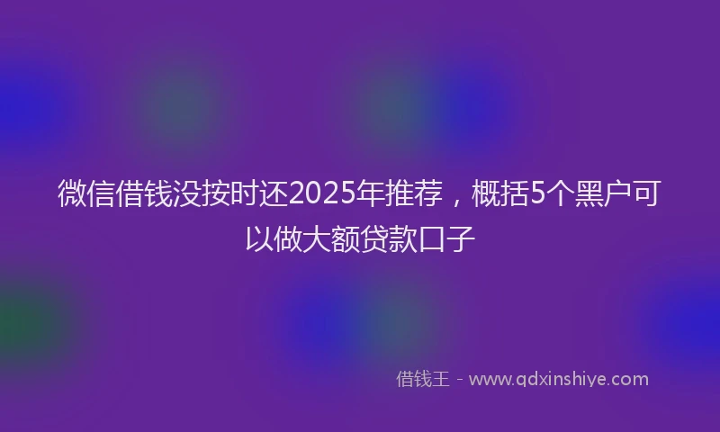 微信借钱没按时还2025年推荐，概括5个黑户可以做大额贷款口子