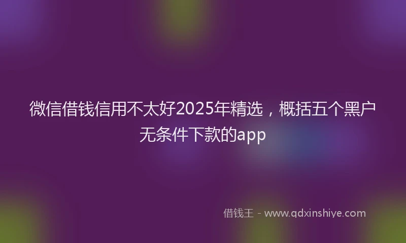 微信借钱信用不太好2025年精选，概括五个黑户无条件下款的app