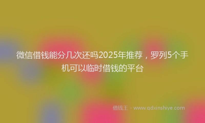微信借钱能分几次还吗2025年推荐，罗列5个手机可以临时借钱的平台