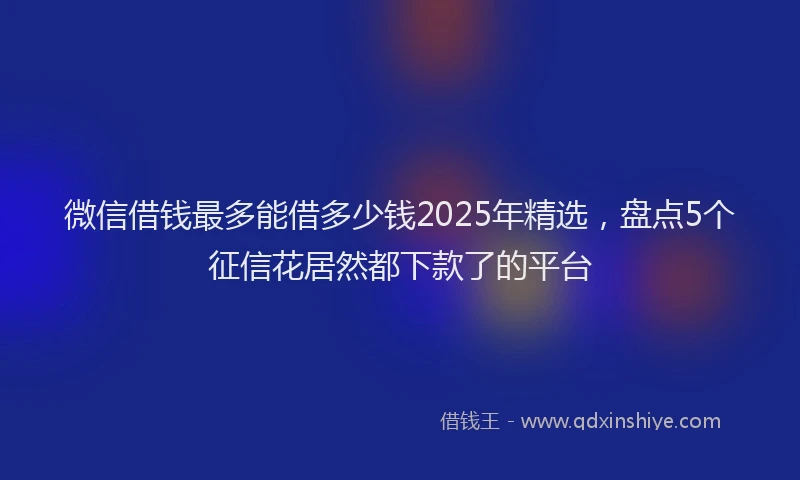 微信借钱最多能借多少钱2025年精选，盘点5个征信花居然都下款了的平台