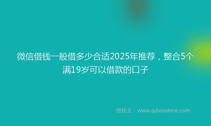 微信借钱一般借多少合适2025年推荐，整合5个满19岁可以借款的口子