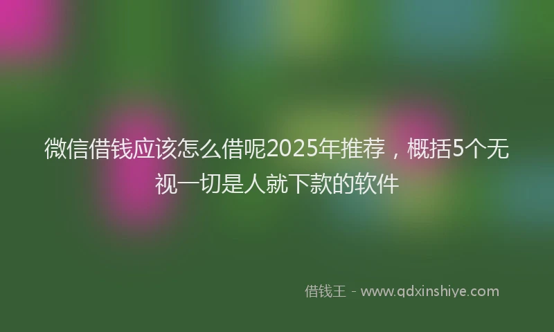 微信借钱应该怎么借呢2025年推荐，概括5个无视一切是人就下款的软件