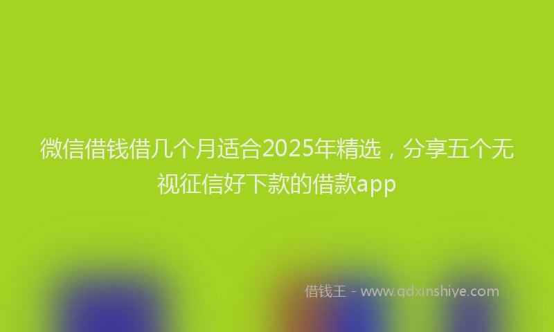 微信借钱借几个月适合2025年精选，分享五个无视征信好下款的借款app