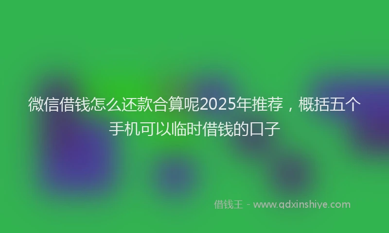 微信借钱怎么还款合算呢2025年推荐，概括五个手机可以临时借钱的口子