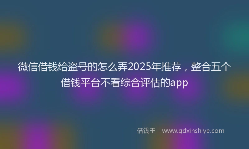 微信借钱给盗号的怎么弄2025年推荐，整合五个借钱平台不看综合评估的app