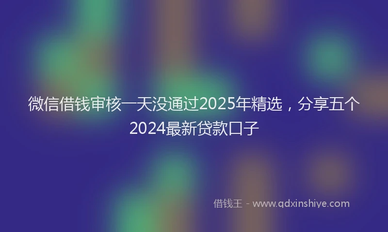 微信借钱审核一天没通过2025年精选，分享五个2024最新贷款口子