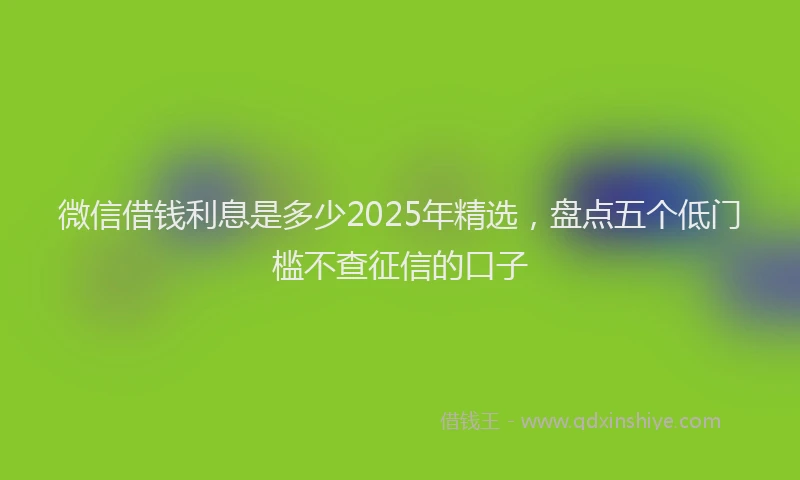 微信借钱利息是多少2025年精选，盘点五个低门槛不查征信的口子