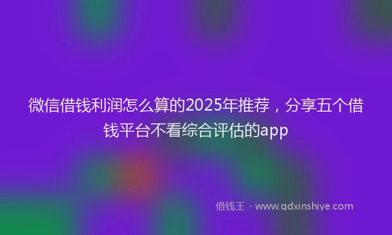 微信借钱利润怎么算的2025年推荐，分享五个借钱平台不看综合评估的app
