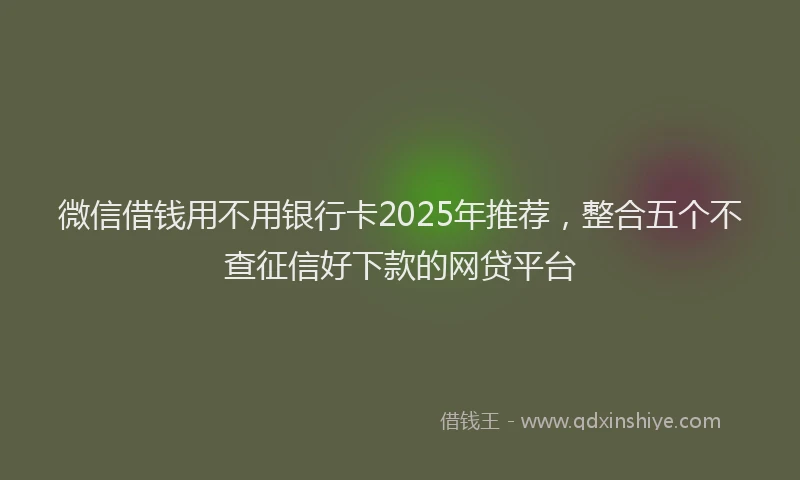 微信借钱用不用银行卡2025年推荐，整合五个不查征信好下款的网贷平台