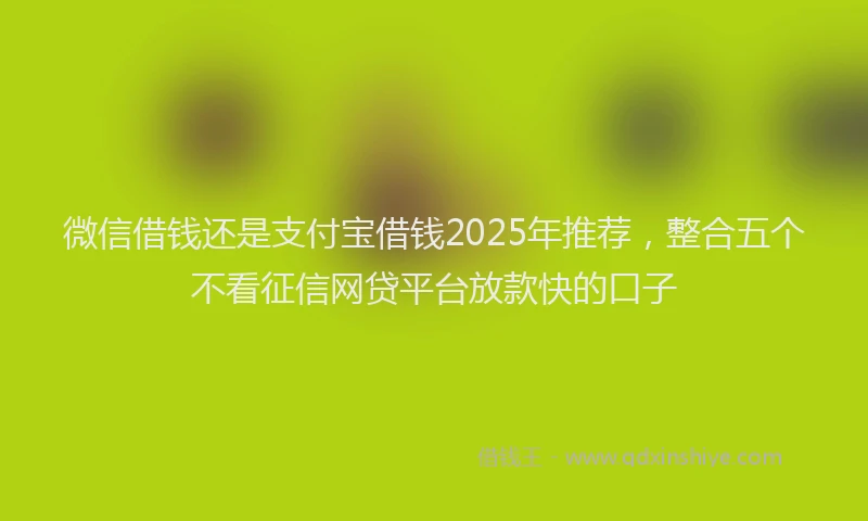 微信借钱还是支付宝借钱2025年推荐，整合五个不看征信网贷平台放款快的口子