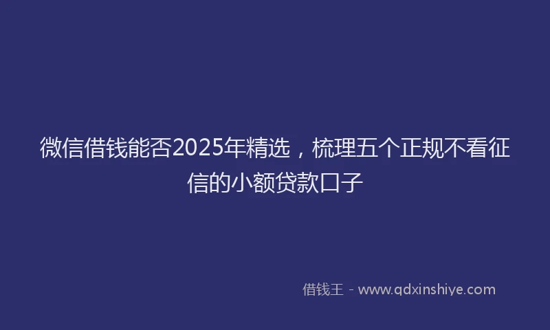 微信借钱能否2025年精选，梳理五个正规不看征信的小额贷款口子